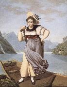 Gabriel Lory fils Elisabeth Grossmann,La Beautiful Bateliere of Brienz Spain oil painting artist